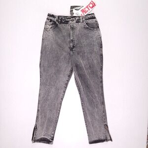 Sostanza Vintage 80s Acid Wash High Waisted Tapered Ankle Zip Jeans Grey Size 11